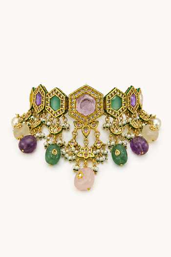 Tad Accessories Brass Necklace & Pair of Earrings Set 