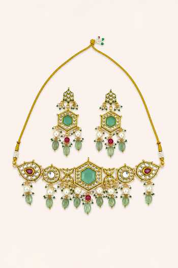 Tad Accessories Imitation Kundan Necklace & Earrings Set 