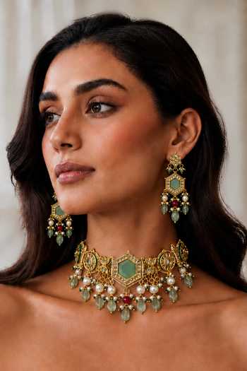 Tad Accessories Imitation Kundan Necklace & Earrings Set 