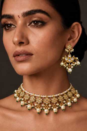 Tad Accessories Imitation Kundan Brass Necklace Set 