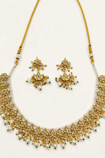 Tad Accessories Imitation Kundan Brass Necklace Set 