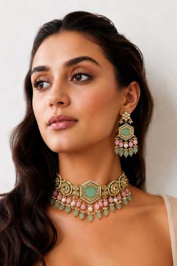Tad Accessories Stone Drop Necklace & Earrings Set 