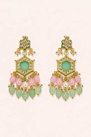 Buy_Tad Accessories_Pink Stone Drop Necklace And Earrings Set _Online_at_Aza_Fashions