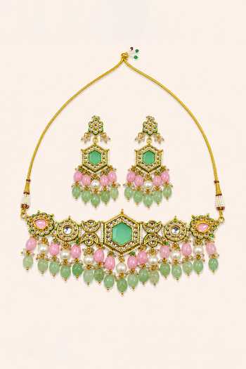 Tad Accessories Stone Drop Necklace & Earrings Set 