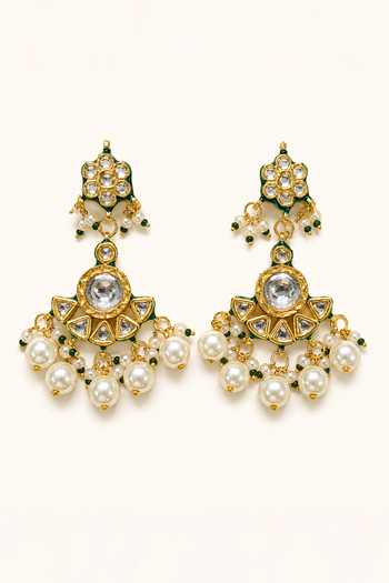 Buy_Tad Accessories_Mint Imitation Kundan Necklace And Earrings Set _Online_at_Aza_Fashions