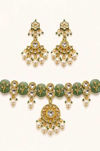 Tad Accessories Imitation Kundan Necklace & Earrings Set 