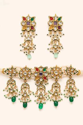 Tad Accessories Brass Necklace & Earring Set 