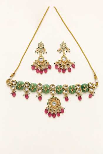 Tad Accessories Imitation Kundan Necklace & Earring Set 