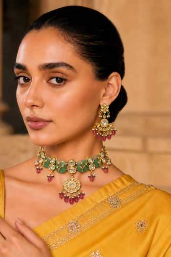 Tad Accessories Imitation Kundan Necklace & Earring Set 