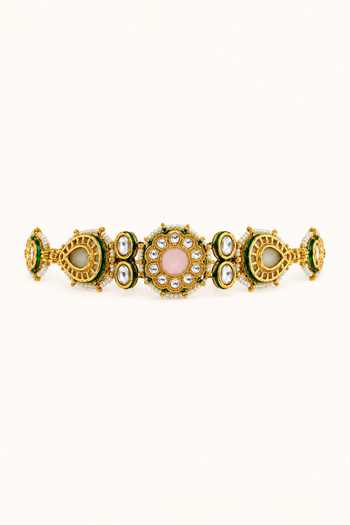 Buy_Tad Accessories_Pink Brass Necklace And Pair Of Earrings Set _Online_at_Aza_Fashions