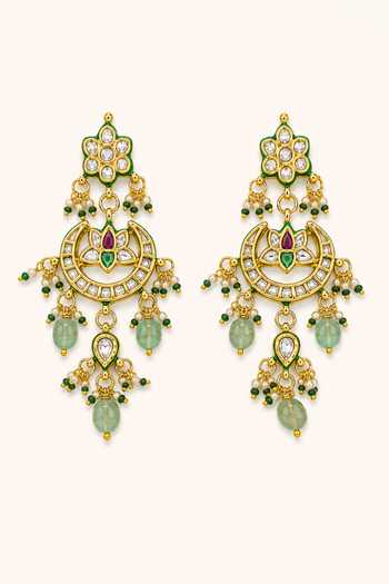 Tad Accessories_Mint Brass Necklace And Pair Of Earrings Set _Online_at_Aza_Fashions