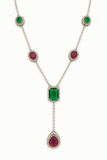 Tad Accessories_Green Imitation Kundan Semi Precious Necklace Set _Online_at_Aza_Fashions
