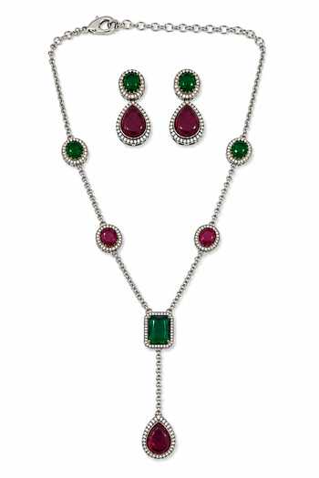 Tad Accessories Imitation Kundan Semi Precious Necklace Set 
