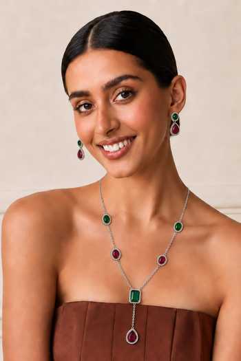 Tad Accessories Imitation Kundan Semi Precious Necklace Set 