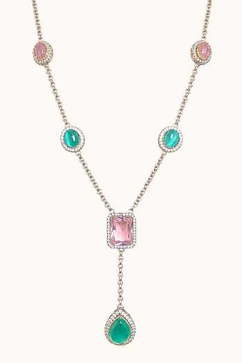 Tad Accessories_Mint Brass Necklace And Earrings Set _Online_at_Aza_Fashions