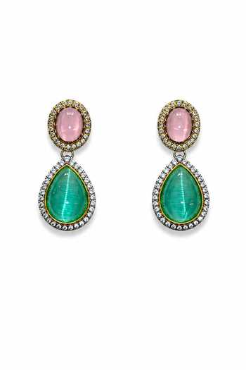 Buy_Tad Accessories_Mint Brass Necklace And Earrings Set _Online_at_Aza_Fashions