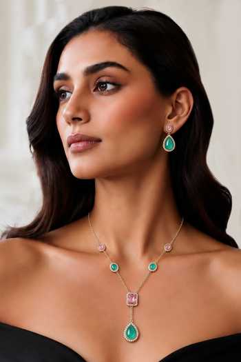 Tad Accessories Brass Necklace & Earrings Set 