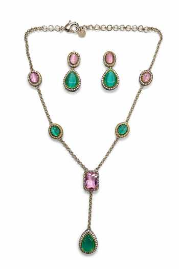 Tad Accessories Brass Necklace & Earrings Set 