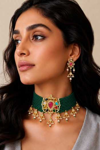 Tad Accessories Beaded Necklace & Earrings Set 