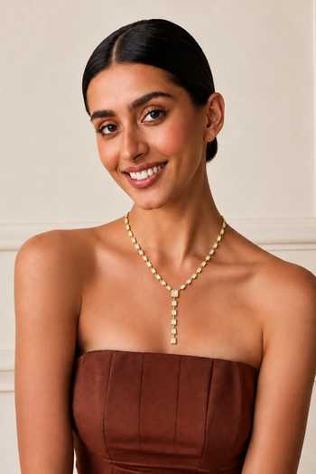 Tad Accessories Gold Finish Cubic Zirconia Brass Necklace 