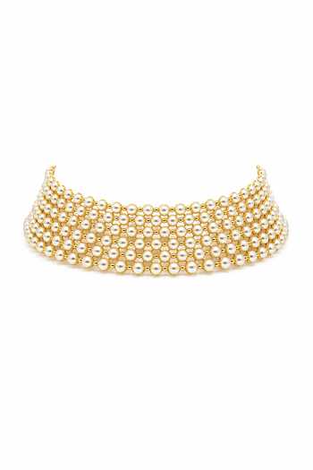 Tad Accessories_Gold Plated Brass Choker Necklace _Online_at_Aza_Fashions