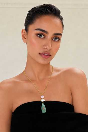 Tad Accessories_Multi Color Stone Pendant Necklace _Online_at_Aza_Fashions