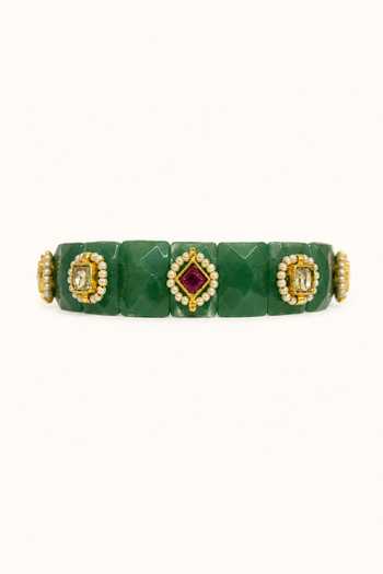 Tad Accessories_Green Handmade Imitation Polkis Bracelet _Online_at_Aza_Fashions