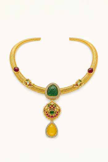 Tad Accessories Stone Pendant Choker Necklace 
