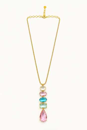 Tad Accessories Handmade Brass Multi-Stone Pendant Necklace 