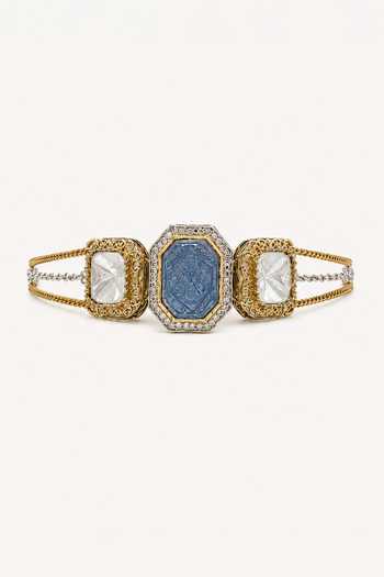 Buy_Tad Accessories_Blue Stone Studded Necklace And Pair Of Earrings Set _Online_at_Aza_Fashions