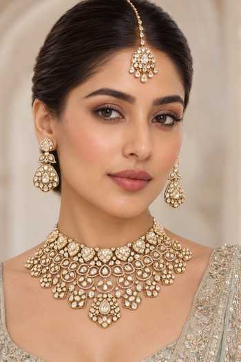 Zevar By Geeta Kundan Polki Necklace Set 