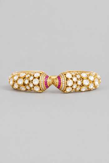 Zevar By Geeta Gold Plated Moissanite Openable Cuff Bracelet Online at Aza Fashions Zevar By Geeta_Gold Plated Moissanite Openable Cuff Bracelet _Online_at_Aza_Fashions
