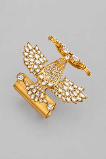 Buy Zevar By Geeta Gold Plated Kundan Polki Cuff Online at Aza Fashions Buy_Zevar By Geeta_Gold Plated Kundan Polki Cuff _Online_at_Aza_Fashions