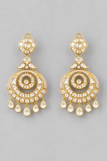 Zevar By Geeta Kundan Polki Chandbali Drop Earrings