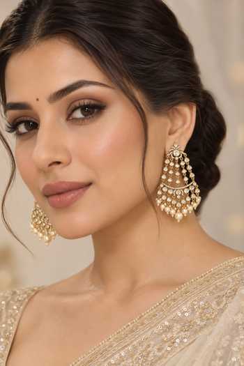Zevar By Geeta Kundan Polki Two Tone Finish Earrings