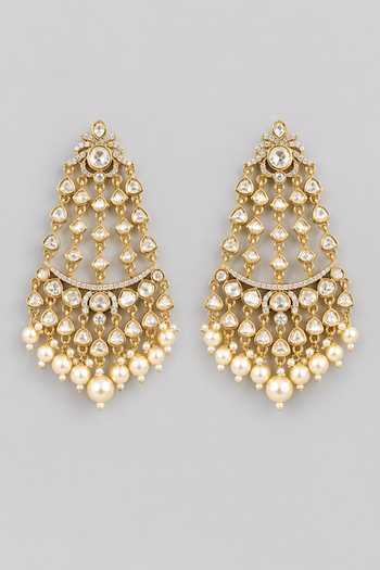 Zevar By Geeta Kundan Polki Two Tone Finish Earrings