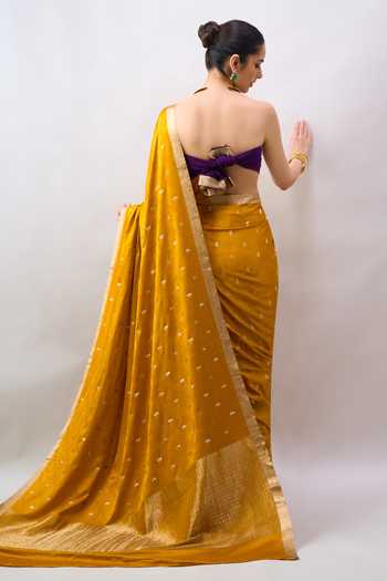 Mint N Oranges Handwoven Saree With Unstitched Blouse Piece 
