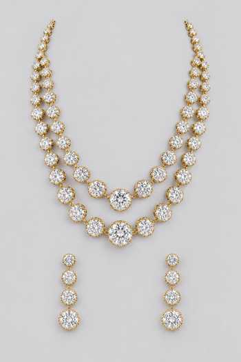 Zevar By Geeta American Diamond Necklace & Earrings Set