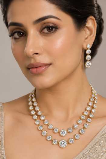 Zevar By Geeta American Diamond Necklace & Earrings Set