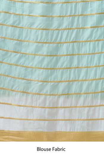 Shop_Mint N Oranges_Blue Silk Floral Motif Saree With Unstitched Blouse Piece 
