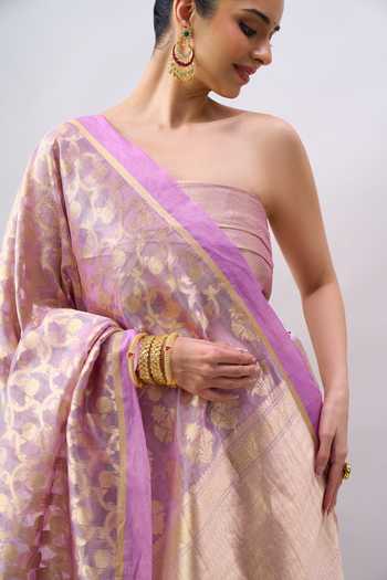 Buy Mint N Oranges Purple Tissue Zari Woven Saree With Unstitched Blouse Piece Buy_Mint N Oranges_Purple Tissue Zari Woven Saree With Unstitched Blouse Piece