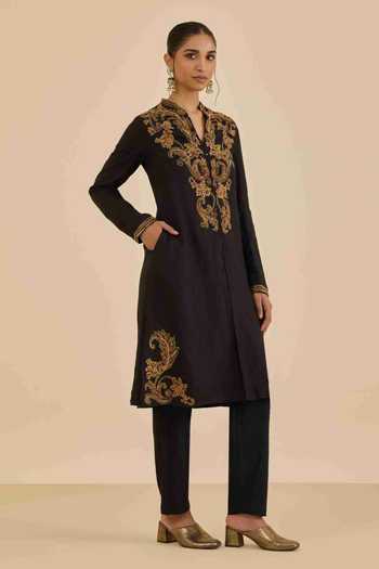 Ritu Kumar Black Full Sleeve Kurta With Pant