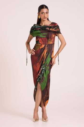 Advait Ceres Draped Dress With Cape 