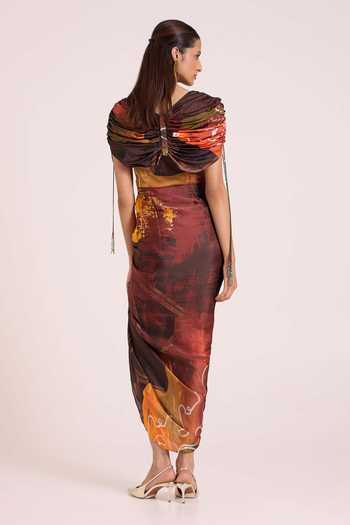 Advait Ceres Draped Dress With Cape 