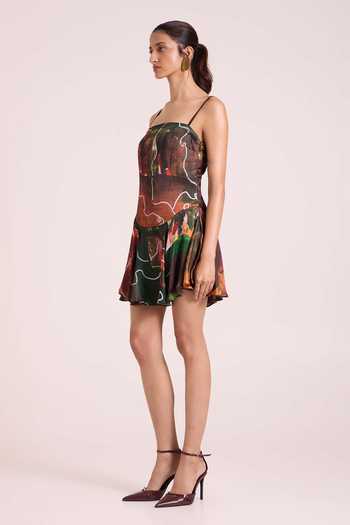 Advait Multi Color Georgette, Satin Bandeau Neck Ceres Short Printed Dress Online at Aza Fashions Advait_Multi Color Georgette, Satin Bandeau Neck Ceres Short Printed Dress _Online_at_Aza_Fashions