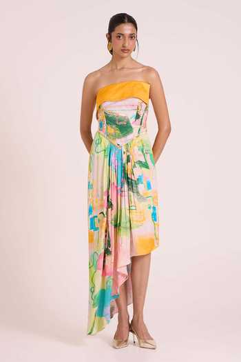 Advait Eiar Foldover Printed Asymmetric Dress 