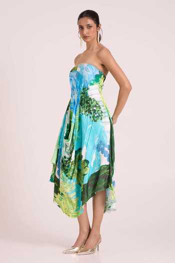 Shop Advait Blue Dupion Bandeau Neck Nere Waterfall Asymmetric Dress Online at Aza Fashions Shop_Advait_Blue Dupion Bandeau Neck Nere Waterfall Asymmetric Dress _Online_at_Aza_Fashions