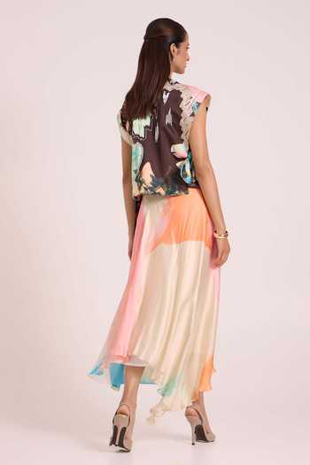 Advait Selene Bib Top & Asymmetric Skirt Set 