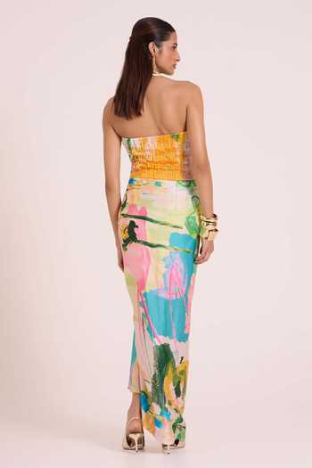 Advait Thalia Micro Pleated Top & Draped Skirt Set 