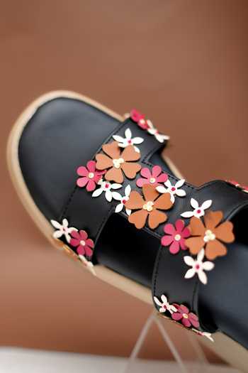 Buy Around Always Black Reed Floral Strap Sandals Online at Aza Fashions Buy_Around Always_Black Reed Floral Strap Sandals _Online_at_Aza_Fashions
